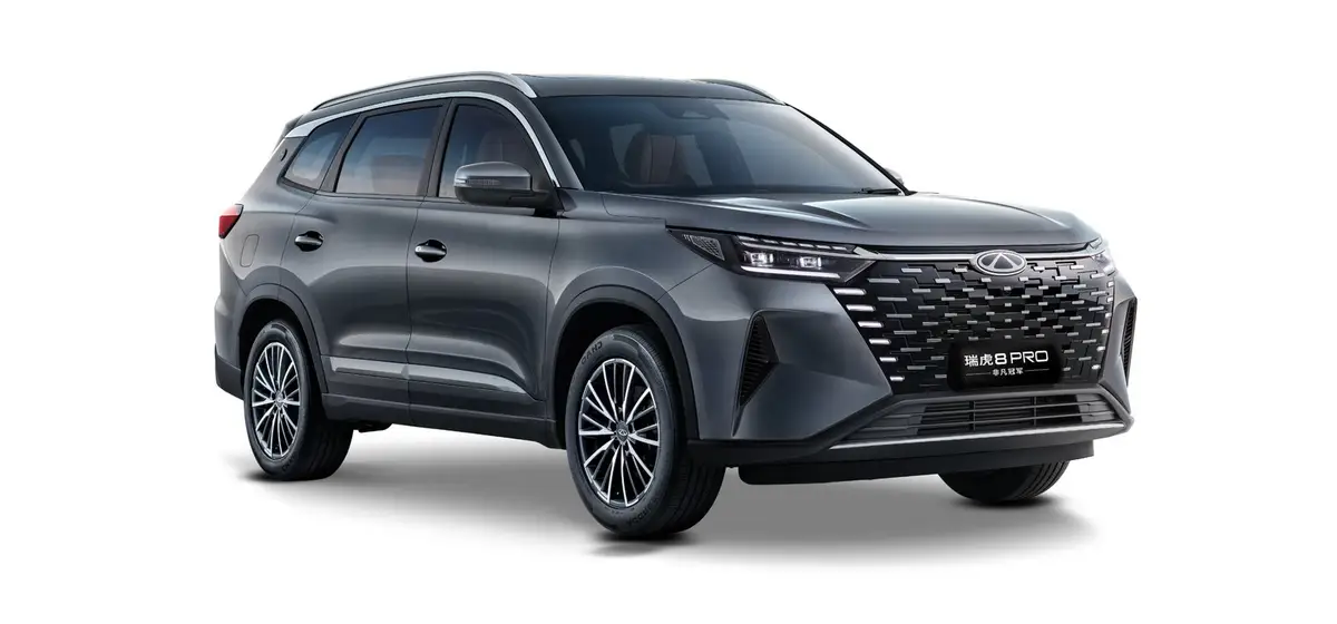 Chery Tiggo 8 (Чери Тигго 8) из Китая под заказ — Pro, серый, вид спереди в три четверти