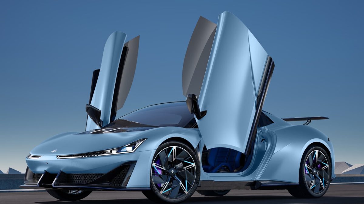 GAC Hyper SSR — голубой кузов с открытыми дверями