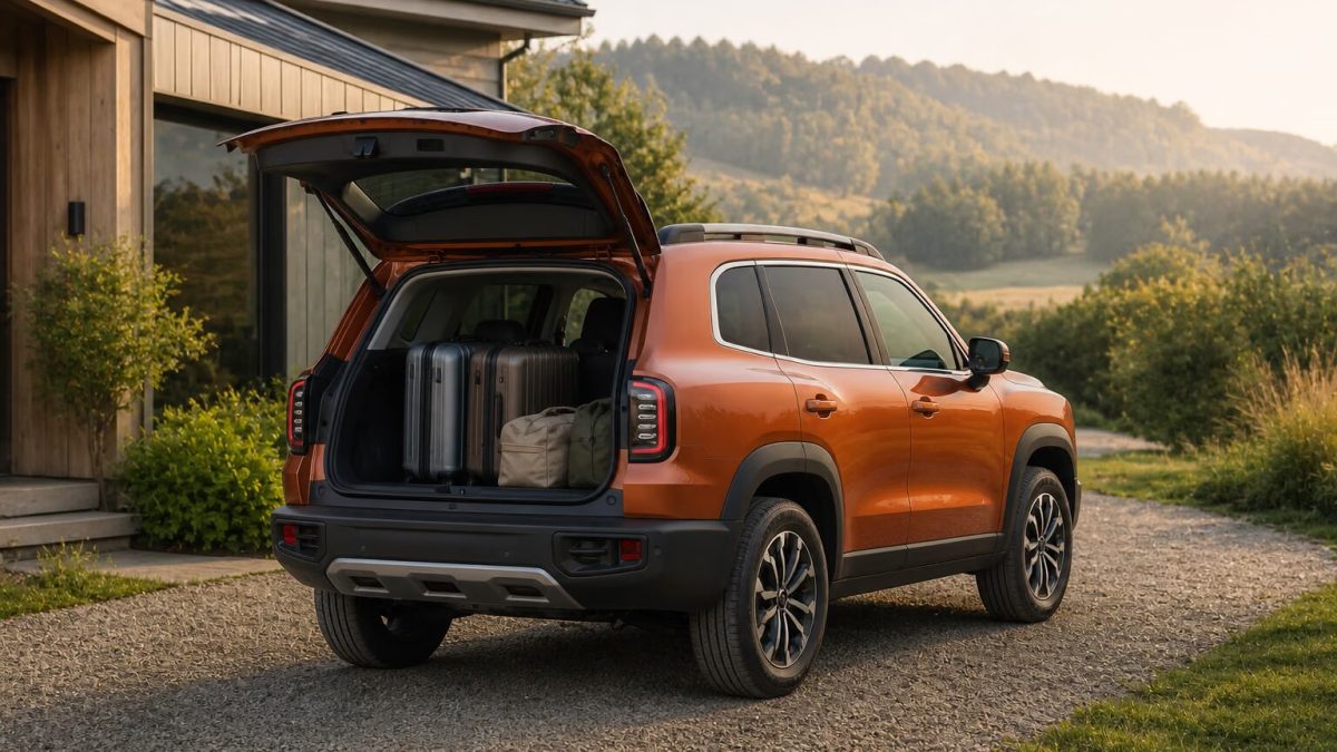 Открытый багажник Haval Dargo с чемоданами и дорожными сумками